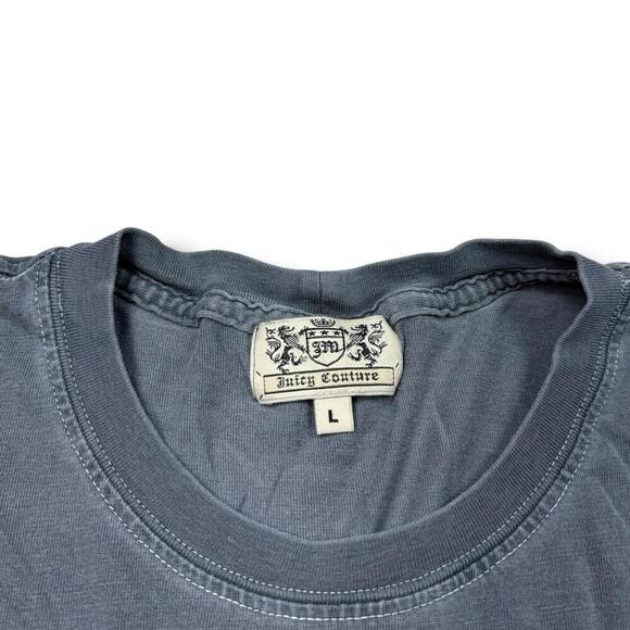 Vintage Juicy Couture Graphic Face Tee Washed Black T-Shirt Size Large Rare Y2K - Picture 2 of 8